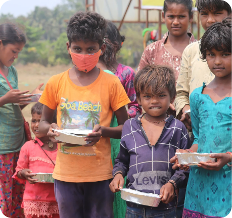 Children receiving a meal